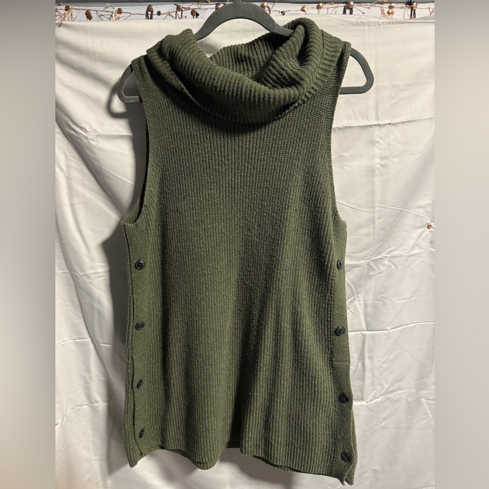 Banana Republic Forest Green Sleeveless Cowlneck Sweater Dress